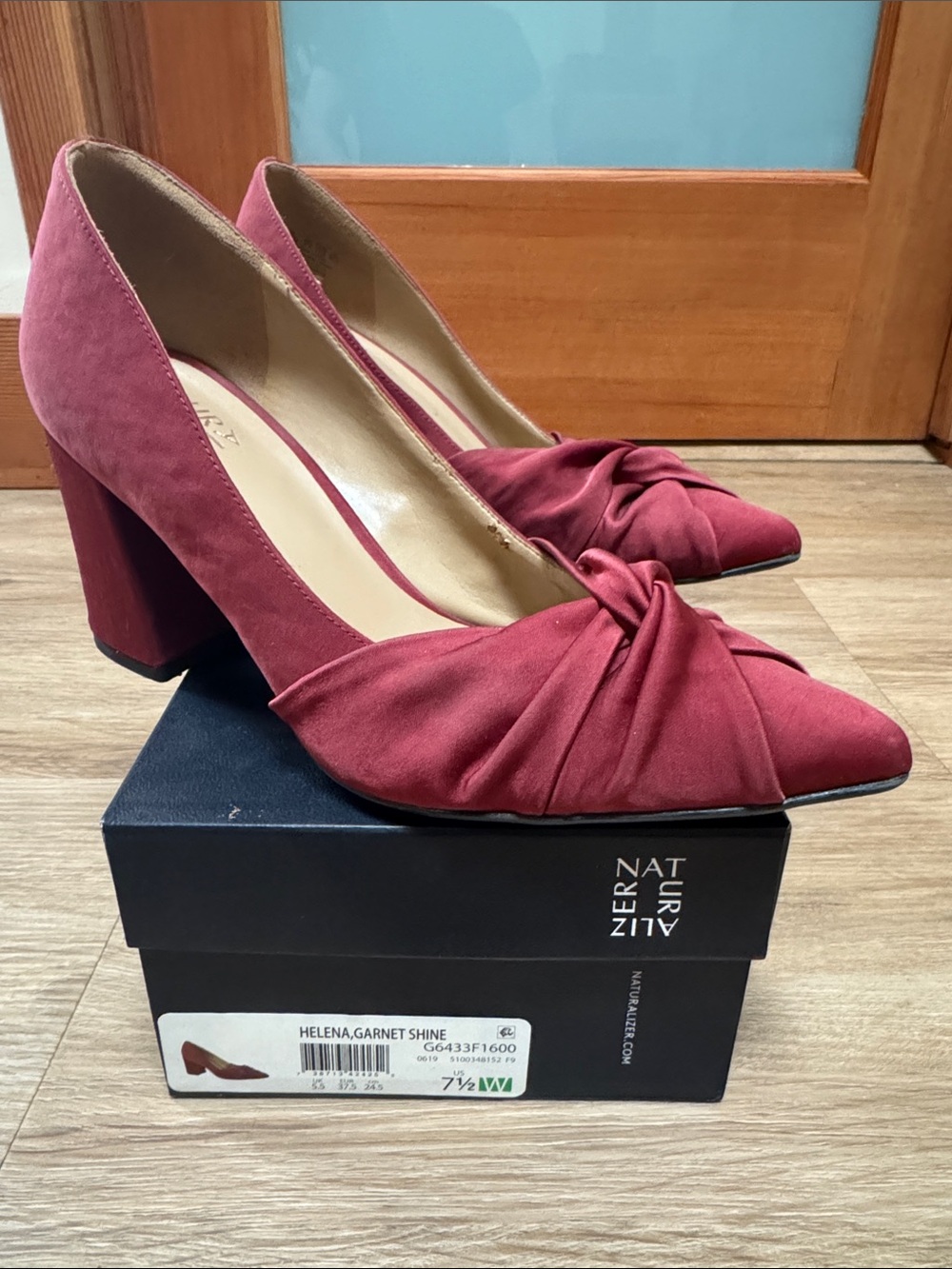 Naturalizer Helena Knot-Front Block Heel Pumps - Garnet Red